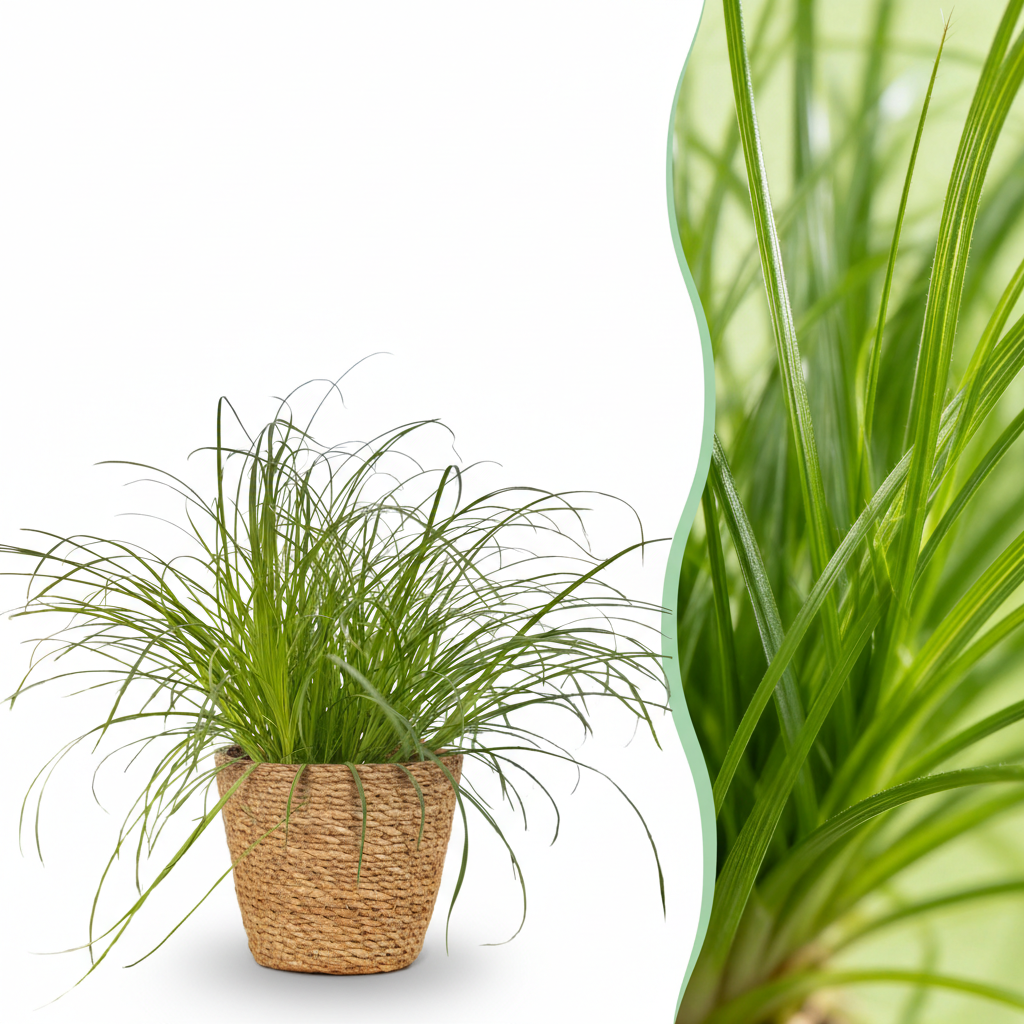 Zimmerpflanze - Cyperus alternifolius Zumula - Katzenpflanze - Haustierfreundliche Pflanze - Grün - 1 Pflanze - mit Korb - Topf 12cm - Höhe 20cm