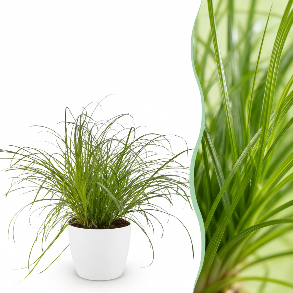 Zimmerpflanze - Cyperus alternifolius Zumula - Katzenpflanze - Haustierfreundliche Pflanze - Grün - 1 Pflanze - mit Potter Weiß - Topf 12cm - Höhe 20cm