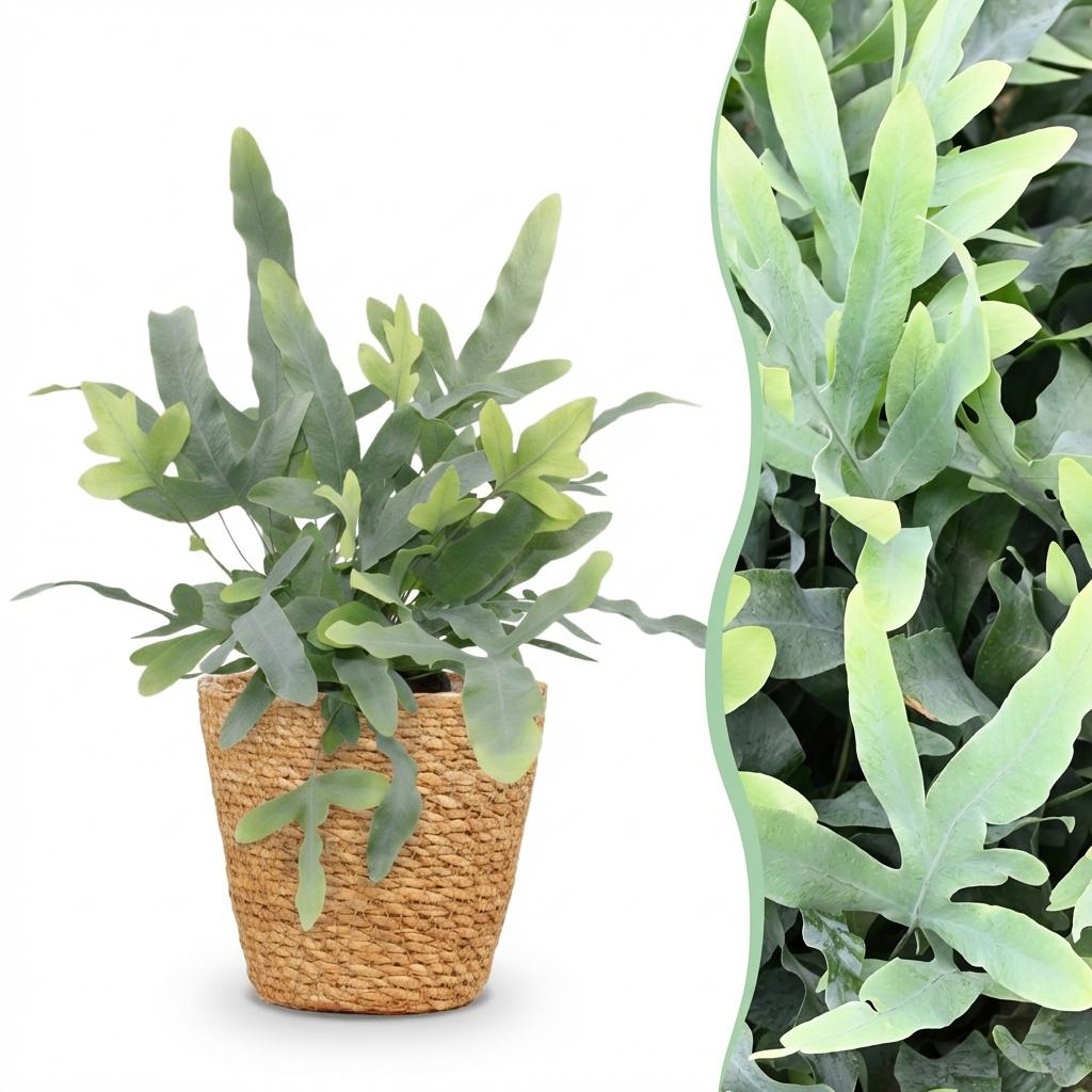 Zimmerpflanze - Phlebodium aureum Blue Star - Blaue Farn - Haustierfreundliche Pflanze - Blau - 1 Pflanze - mit Korb - Topf 12cm - Höhe 25cm