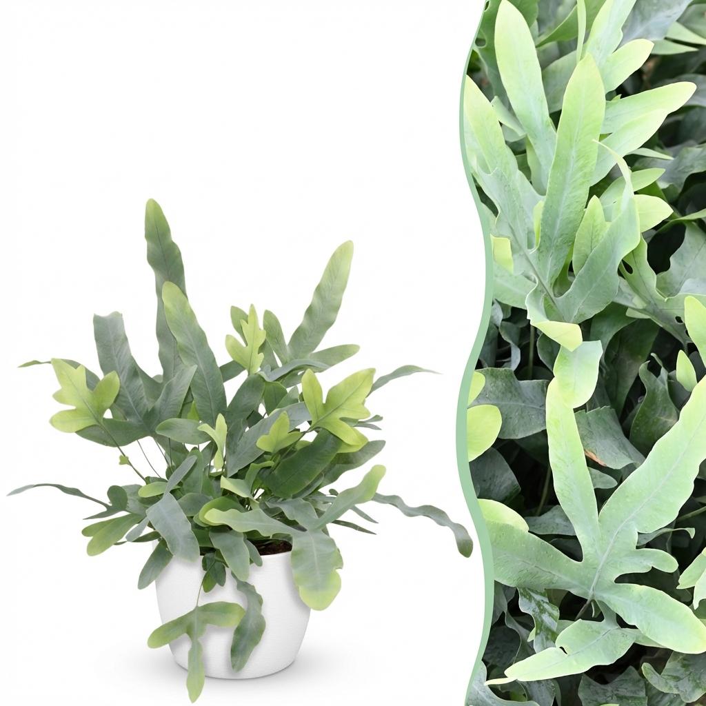 Zimmerpflanze - Phlebodium aureum Blue Star - Blaue Farn - Haustierfreundliche Pflanze - Blau - 1 Pflanze - mit Potter Weiß - Topf 12cm - Höhe 25cm