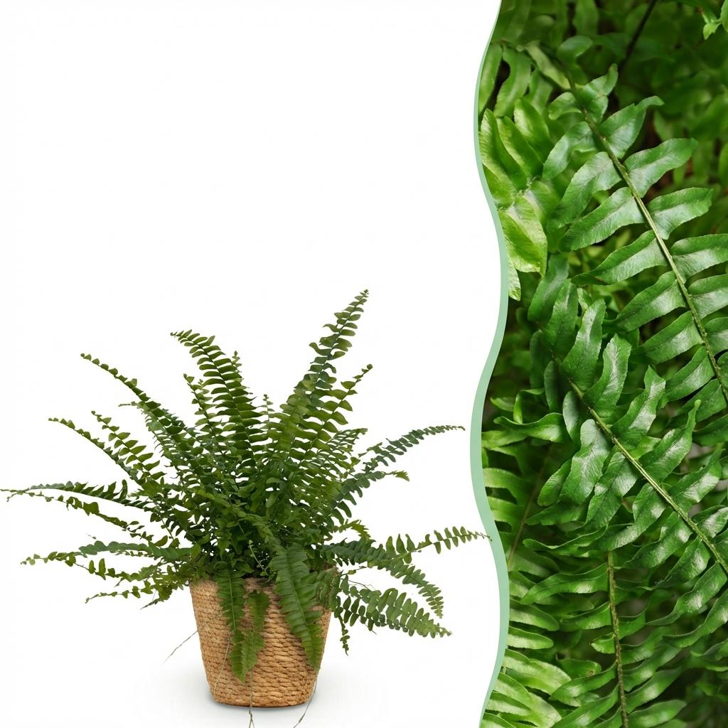 Zimmerpflanze - Nephrolepsis exaltata Green Lady - Farn - Haustierfreundliche Pflanze - Grün - 1 Pflanze - mit Korb - Topf 12cm - Höhe 25cm