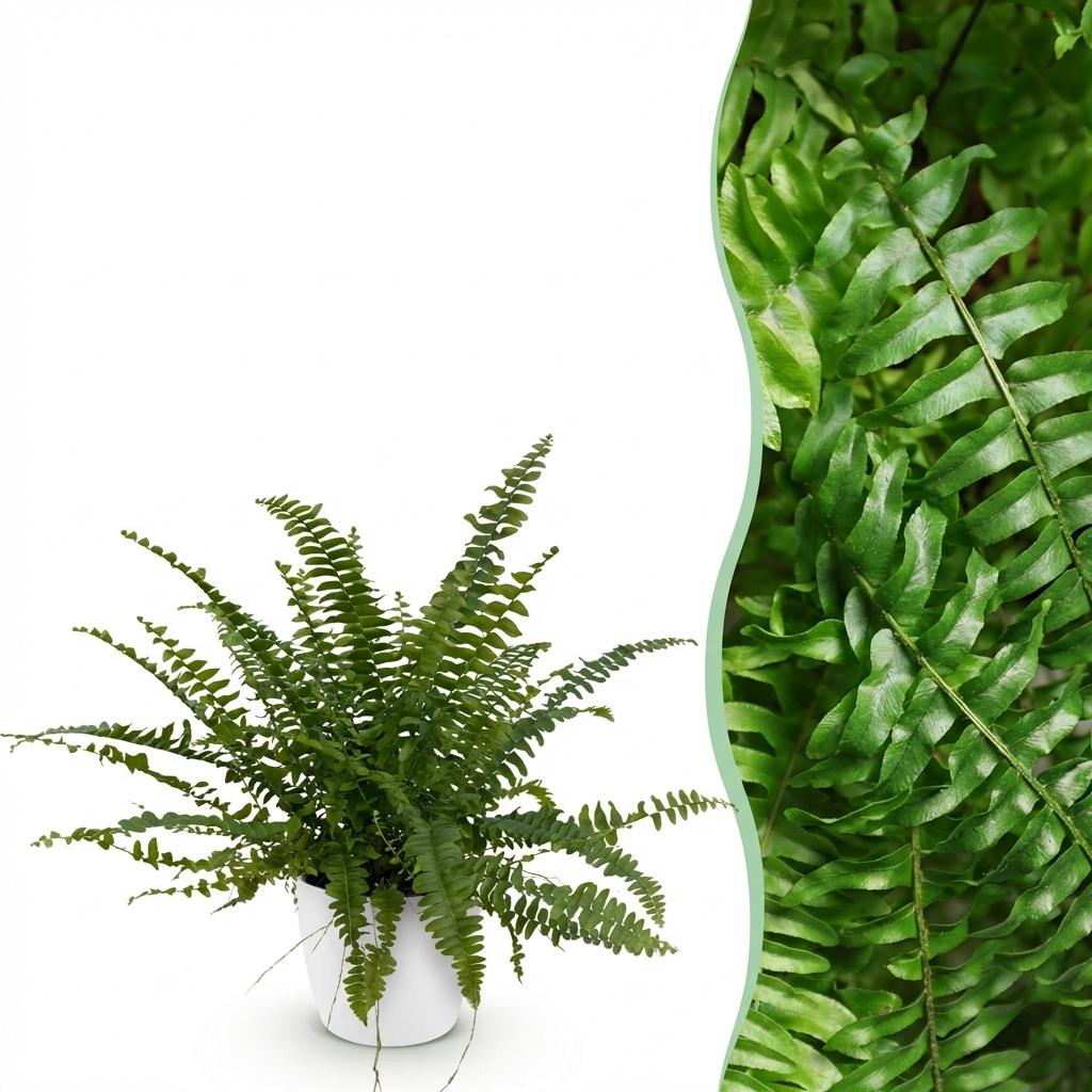 Zimmerpflanze - Nephrolepsis exaltata Green Lady - Farn - Haustierfreundliche Pflanze - Grün - 1 Pflanze - mit Potter Weiß - Topf 12cm - Höhe 25cm