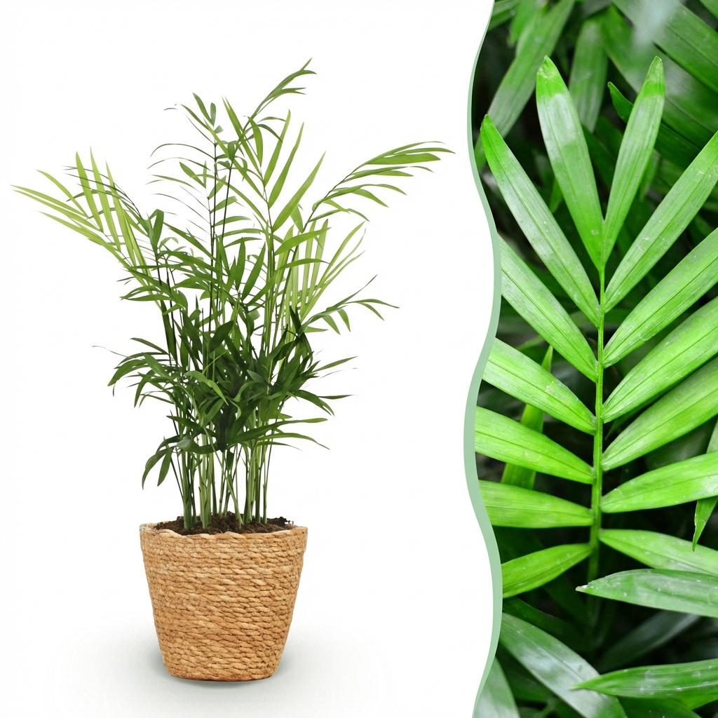 Zimmerpflanze - Chamaedorea elegans - Goldpalme - Haustierfreundliche Pflanze - Grün - 1 Pflanze - mit Korb - Topf 12cm - Höhe 15cm