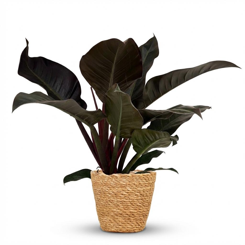 Zimmerpflanze - Philodendron - Philodendron Imperial Red - Rot - Pflegeleicht - 1 Pflanze - mit Korb - Topf 19cm - Höhe 60cm