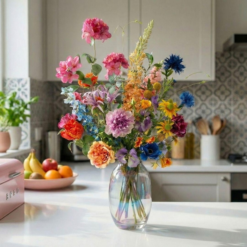Kunstblumenstrauß - Summer Garden Deluxe - Real Touch - 19 Stiele - Höhe ca. 100 cm