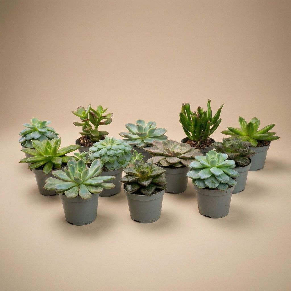 Set mit 12 - Sukkulenten-Mix-Set - Verschiedene Sukkulenten in 6 cm Töpfen (8–12 cm hoch)