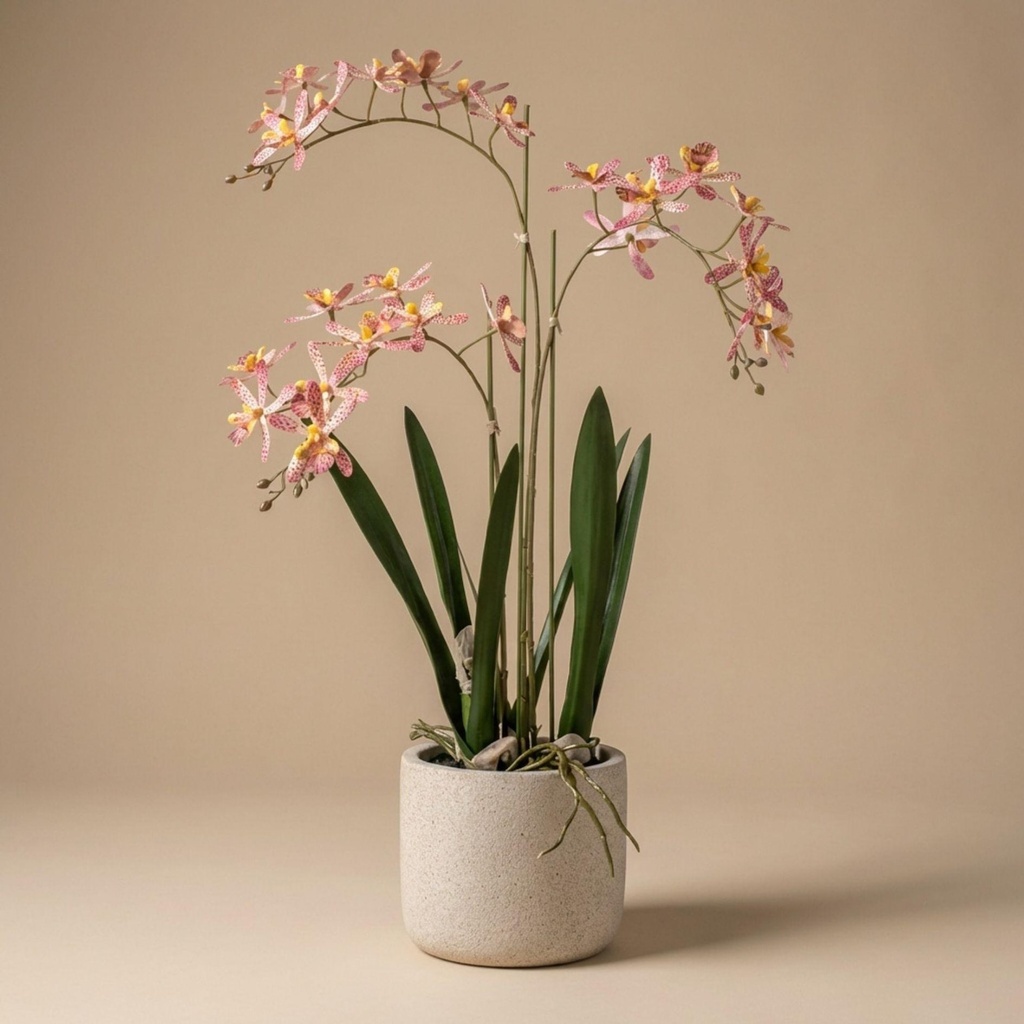 Renanthera Orchidee Rosa im Topf - 56 cm - Kunstpflanze