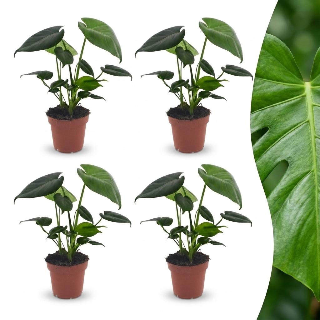 Monstera Deliciosa - Fensterblatt - 4 Pflanzen - Topf 12cm - Höhe - 30cm