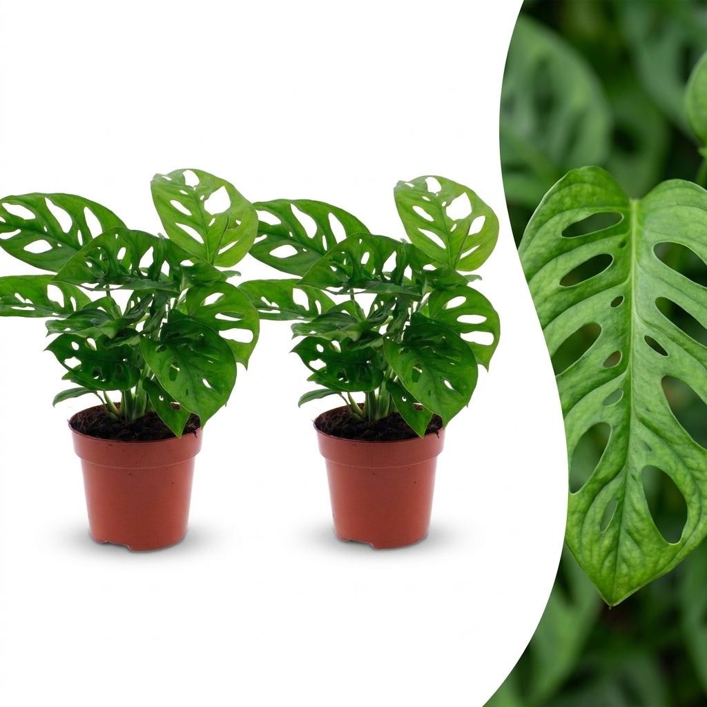 Monstera Adansonii - Monstera Adansonii - 2 Pflanzen - Topf 12cm - Höhe - 25cm