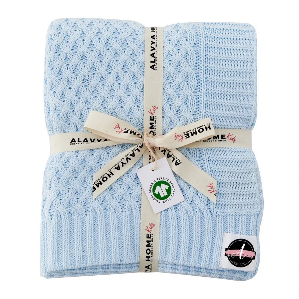 Alavya Home Babydecke 75x100 cm GOTS Bio-Baumwolle - Blau