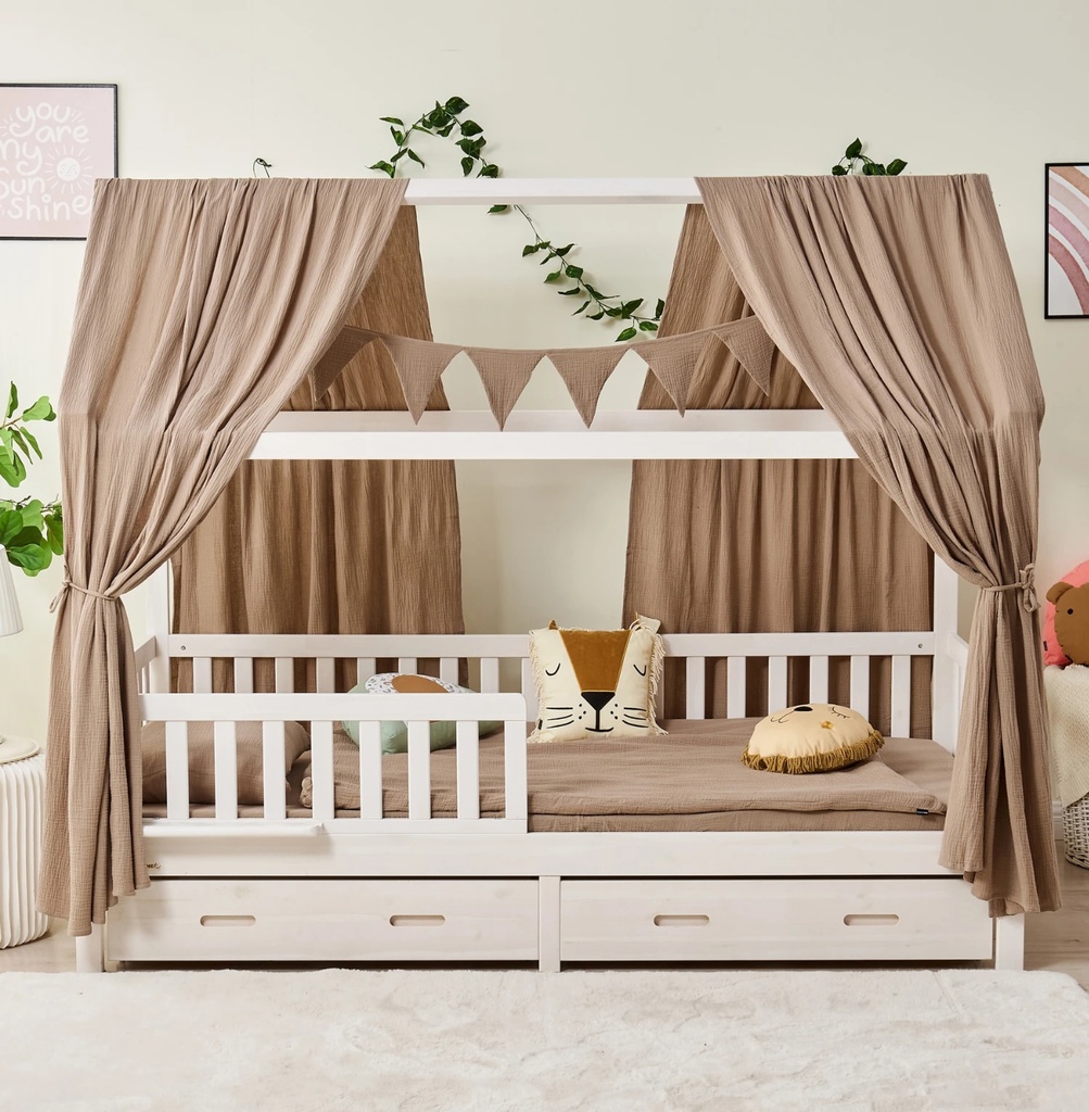 Alavya Home Dekoset aus 100% Bio-Musselin Baumwolle | 125x350cm Braun