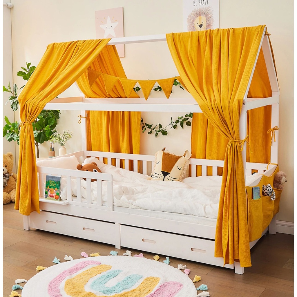 Alavya Home Deko-Set Musselin 125x350 cm Bio-Musselin Baumwolle - Senfgelb