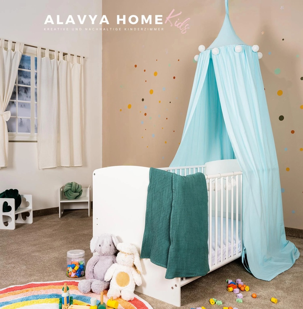 Alavya Home Baldachin Betthimmel 250x50 cm Bio-Musselin Baumwolle - Blau