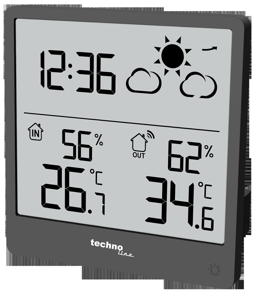 WS9138 Wetterstation mit Außensensor – Innen- & Außentemperatur, Luftfeuchtigkeit, Wettervorhersage, Wettertrend, Min/Max-Speicher, Funkübertragung