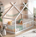 Alavya Home Bodenbett DREAM Komplett-Set 80x160 cm Buche - Weiß