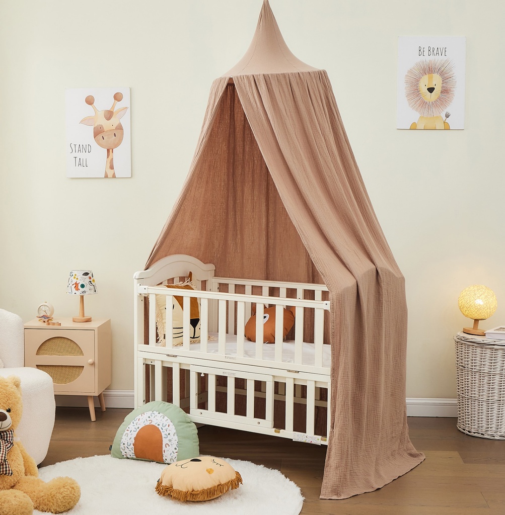 Alavya Home Baldachin Betthimmel 250x50 cm Bio-Musselin Baumwolle - Braun