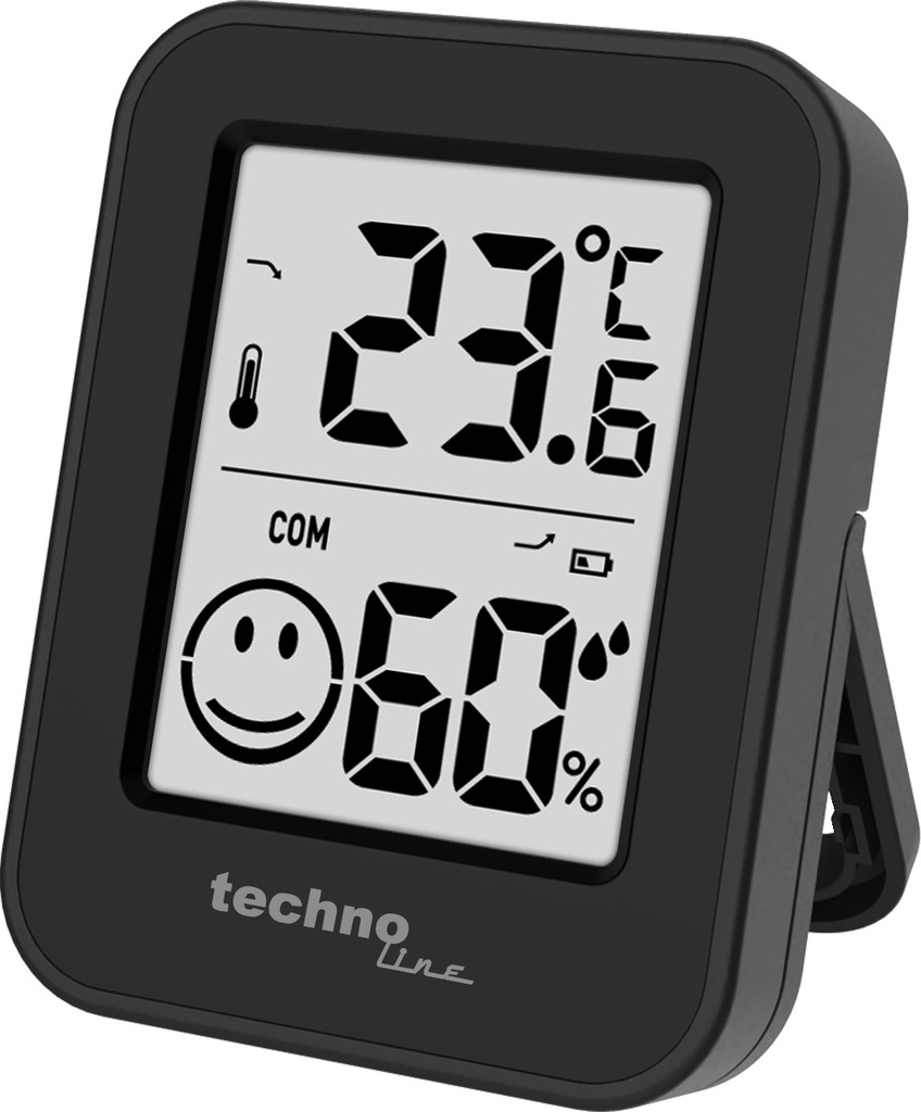 WS9417 Raumklimastation Thermo-Hygrometer – digitales Innenraum Klima-Messgerät für Temperatur und Luftfeuchtigkeit, Komfortanzeige, Trendanzeige, MIN/MAX-Werte, Aufstellung, Magnethalterung, schwarz