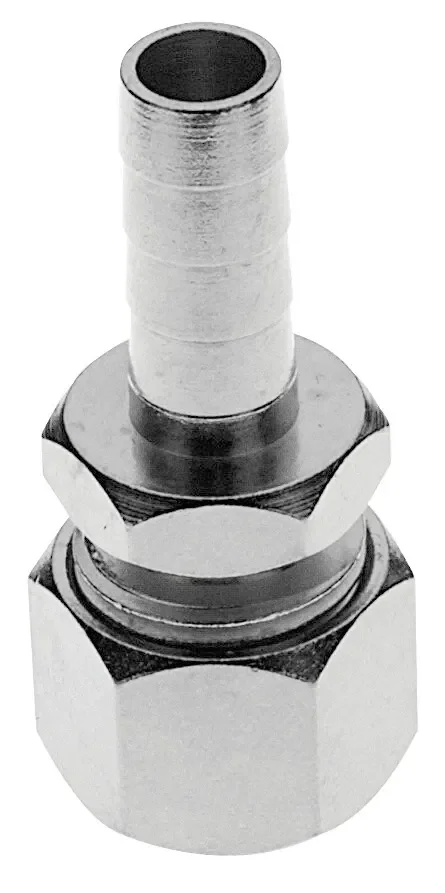 Quetschverschraubung, Compression fitting - Edelstahl, mit Schlauchtülle für Bierschlauch NW 7 mm