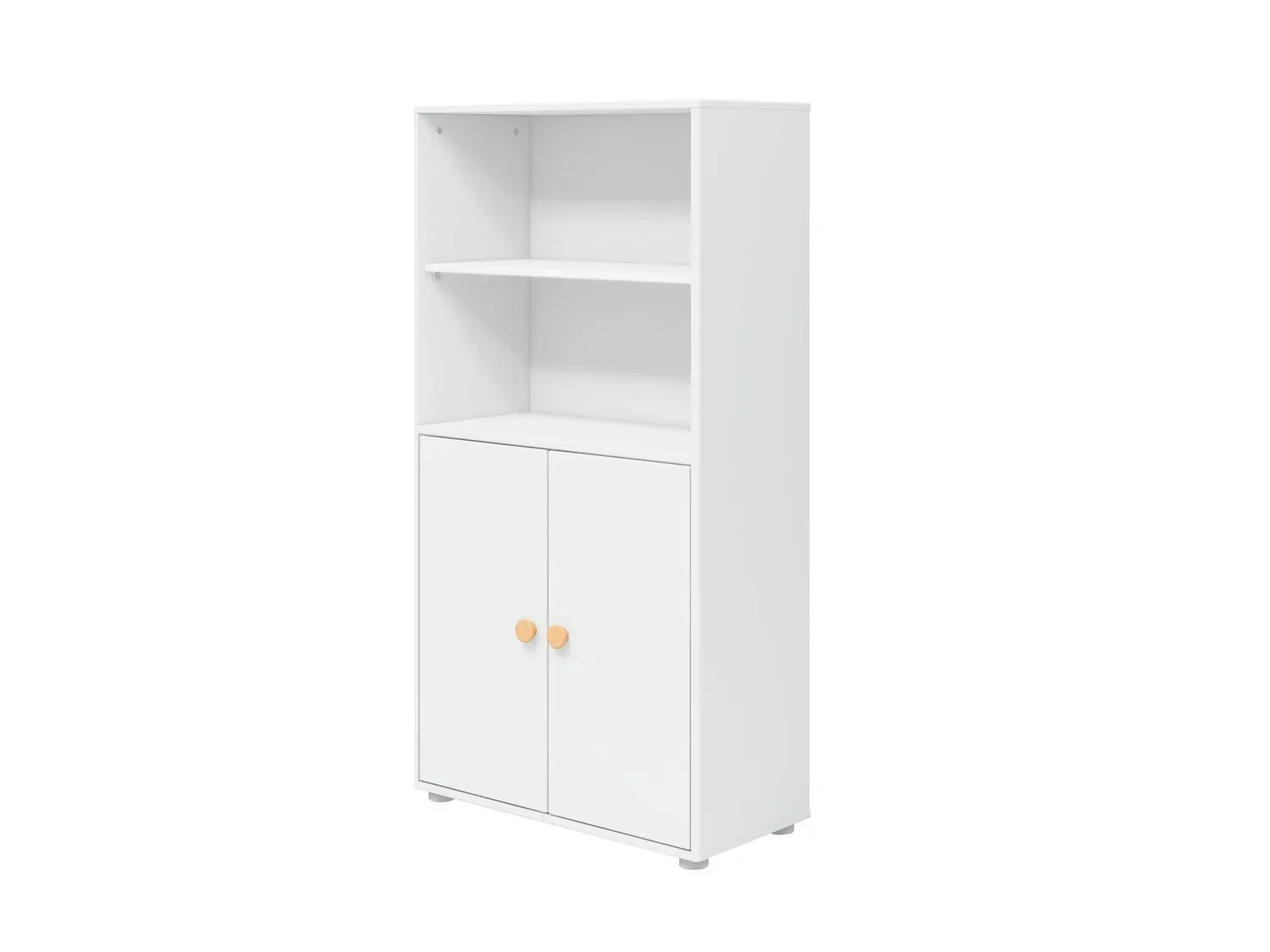 FLEXA Bücherregal, Bücherwand - Midi, 2 Türen, 72 cm x 138 cm, Farbe: Weiß/Eiche