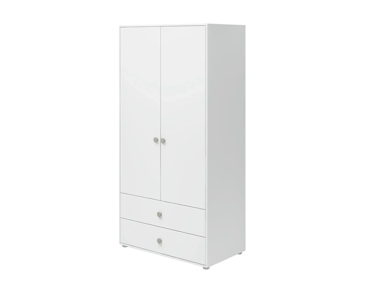 Flexa Kleiderschrank - Roomie, 2 Türen + 2 Schubladen, Farbe: Weiß/Naturgrün