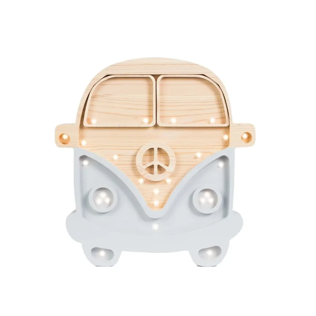 Little Lights Nachtlicht Kinder, Nachtlampe Wohnmobil - 100% Kiefernholz natur, Farbe: Grau/Holz