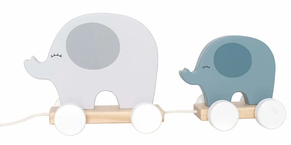 Jabadabado Kinderspielzeug, Nachziehtier - Elefant, Farbe: grau