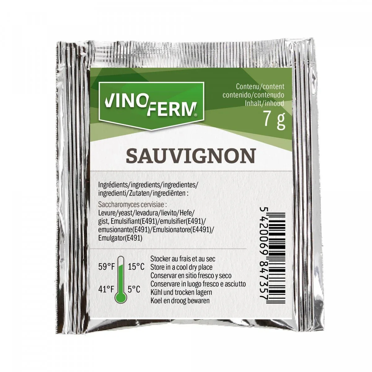 Weinhefe, Trockenhefe Wein - Vinoferm, Sauvignon, 7g