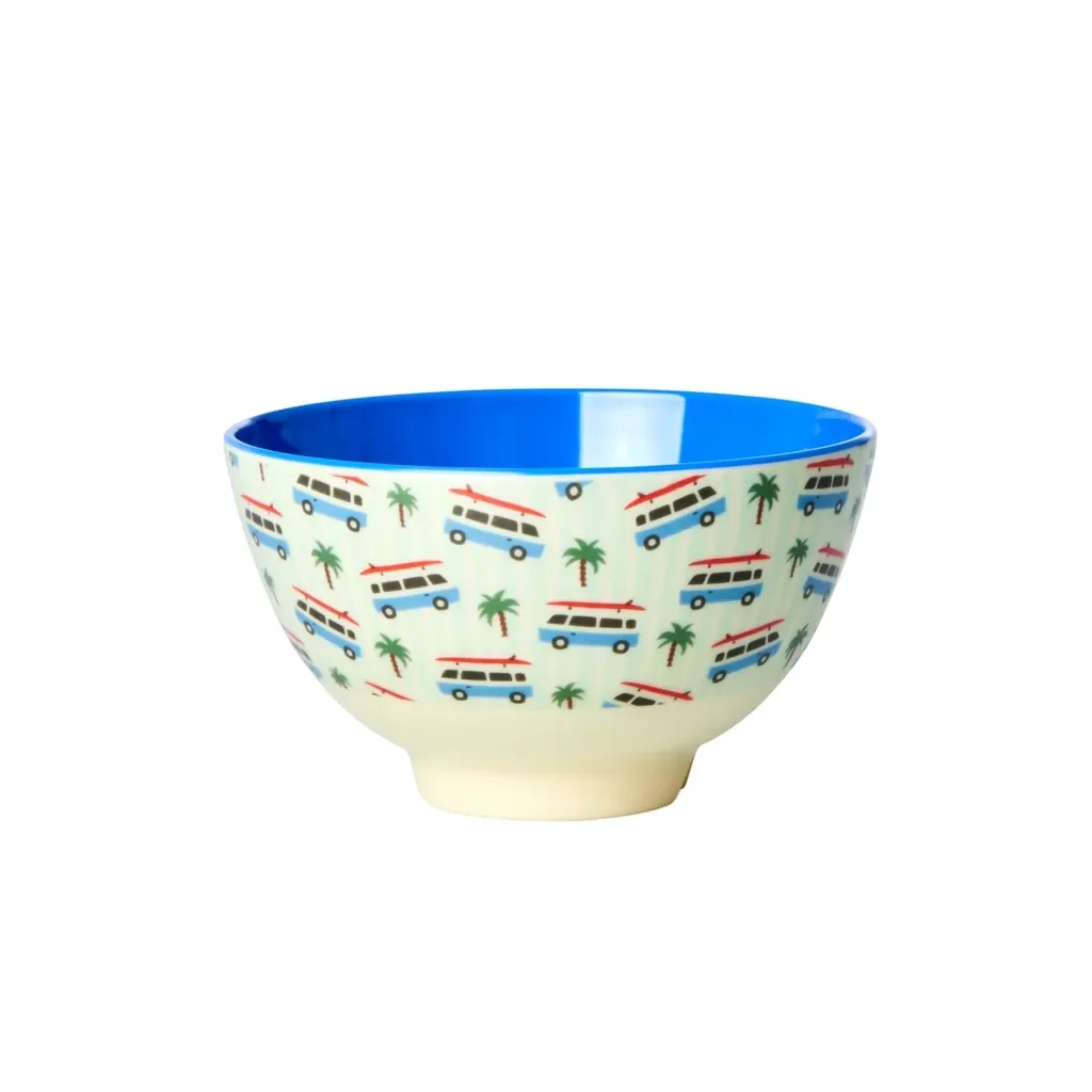 RICE Teller - Cars Print - Hellblau, Melamin, Größe: mittel