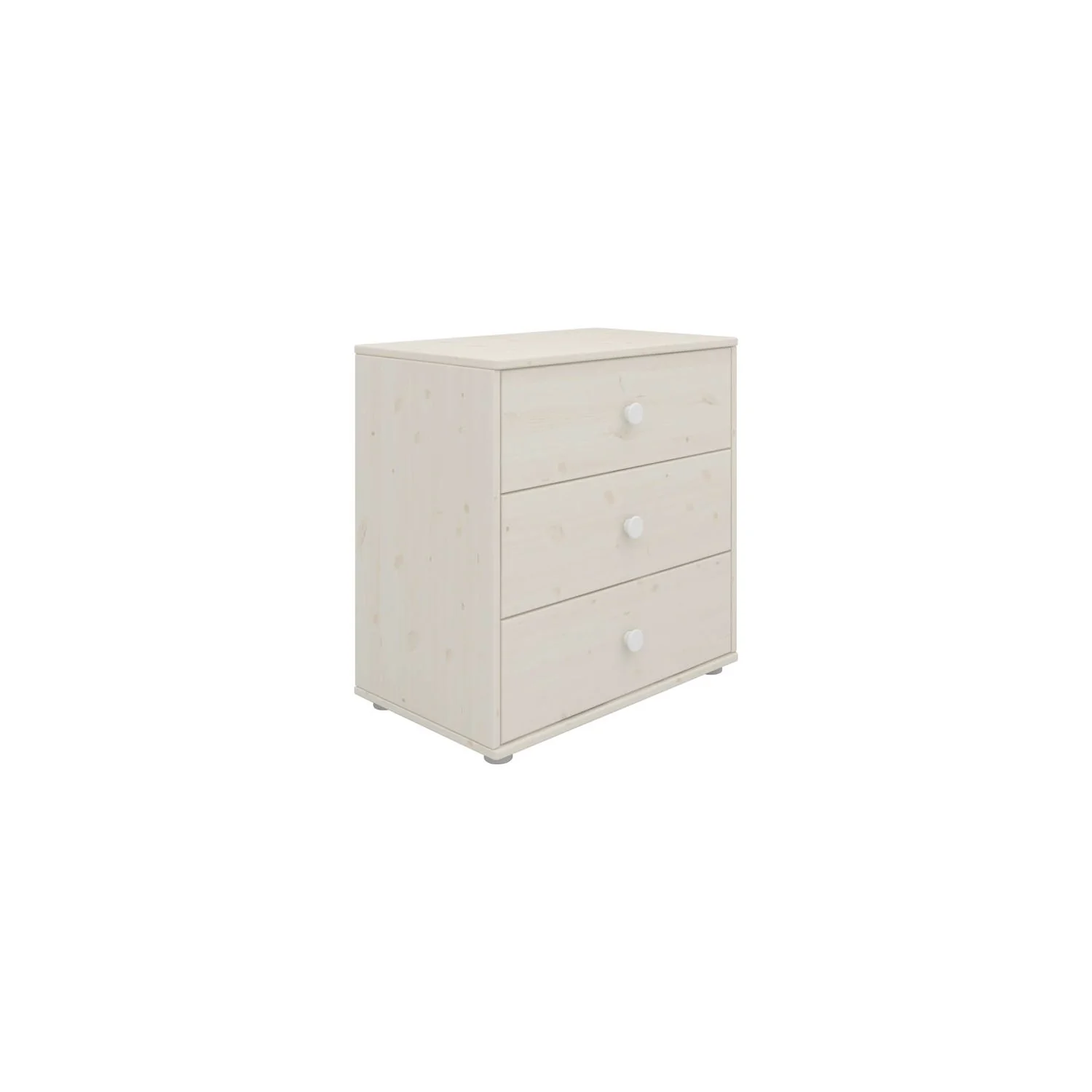 Flexa Kommode - Classic, mit 3 Schublade, 72x74,5 cm, Farbe: Weiß gekalkt / Weiß / Naturgrün