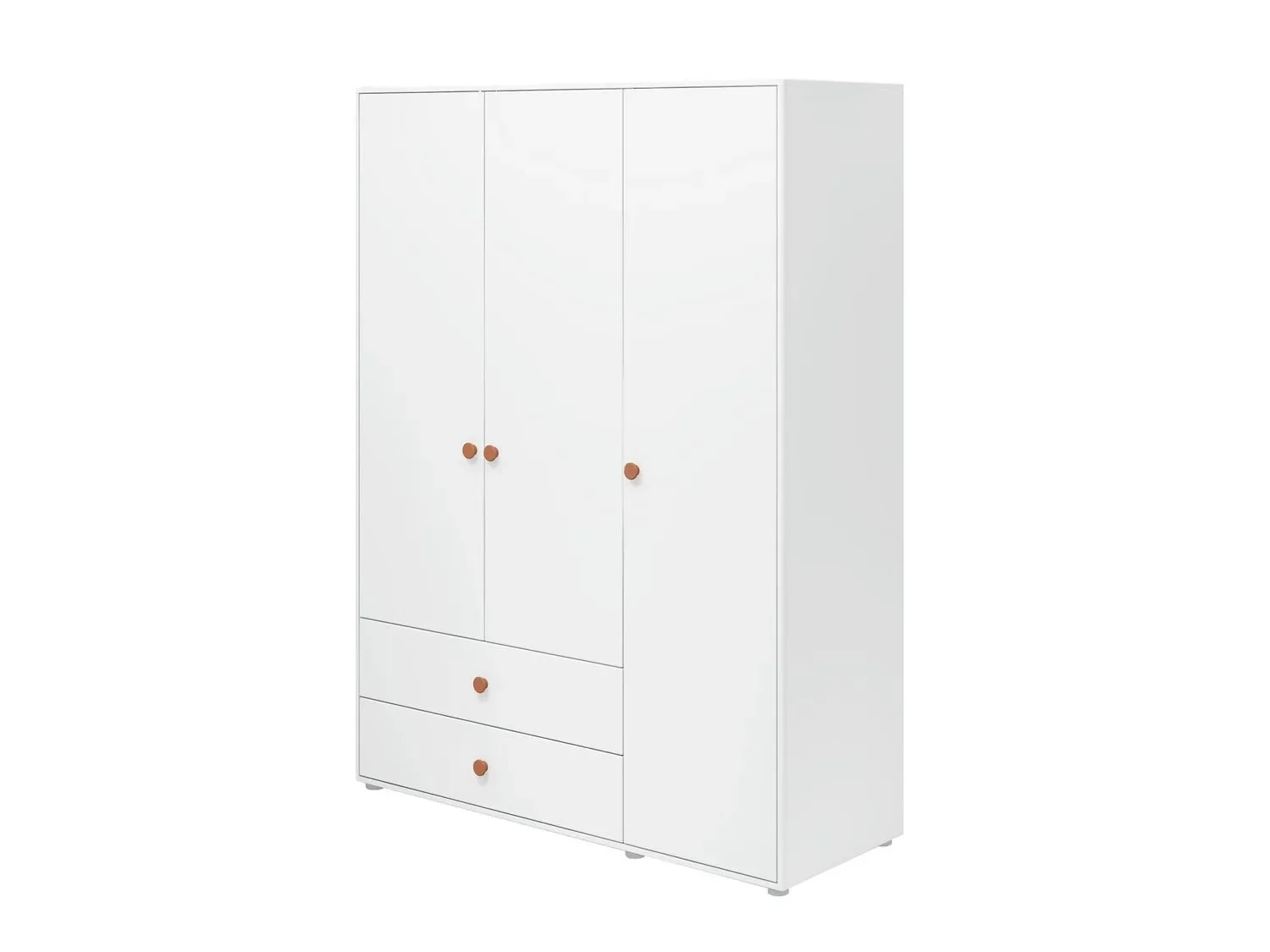 Flexa Kleiderschrank - Roomie, 3 Türen + 2 Schubladen, Farbe: Weiß/Rouge