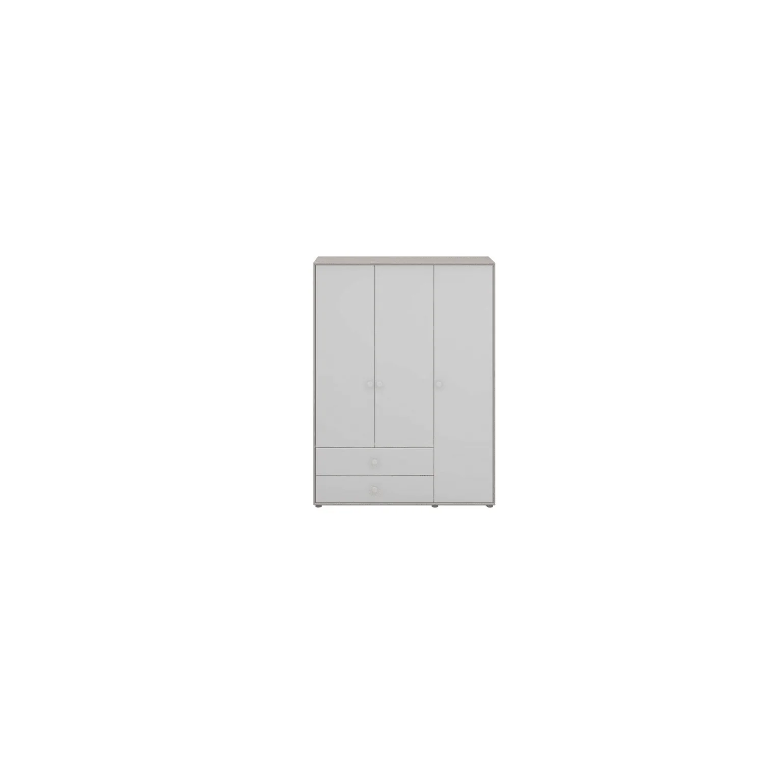 Flexa Kleiderschrank - Classic, 150x202,5 cm, Farbe: Grau gekalkt / Weiß / Weiß