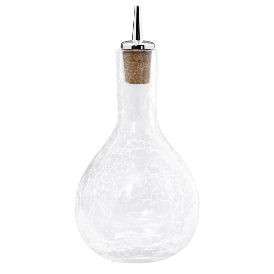 Dash-Bottle, Bitterflasche - Craquelé Glas mit verchromten Ausgiesser