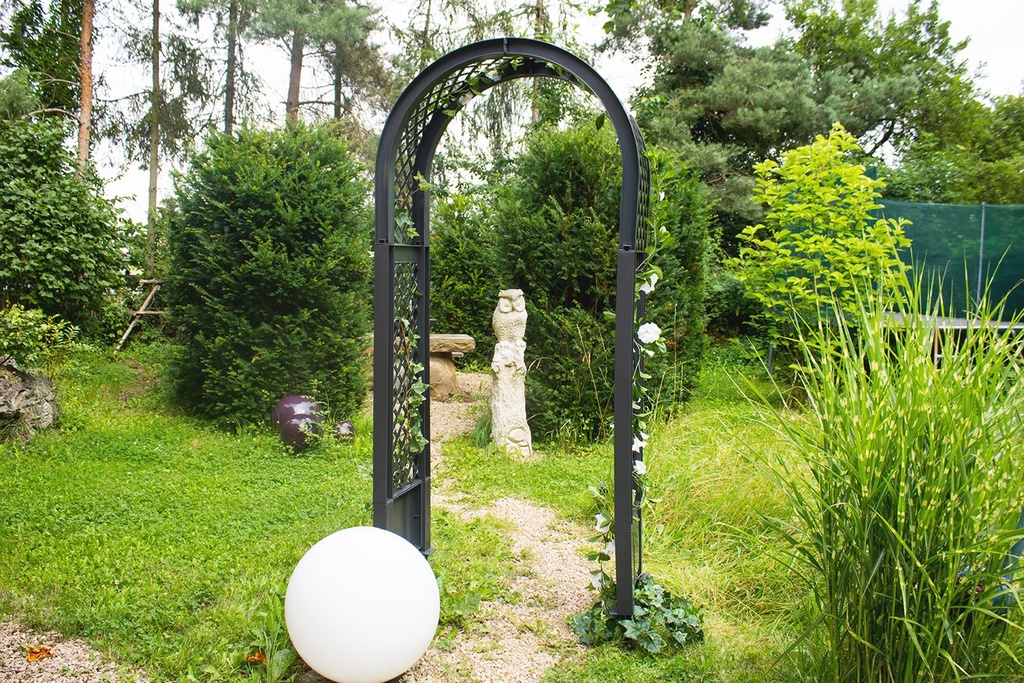 Rosenbogen mit Erdspießen, anthrazit