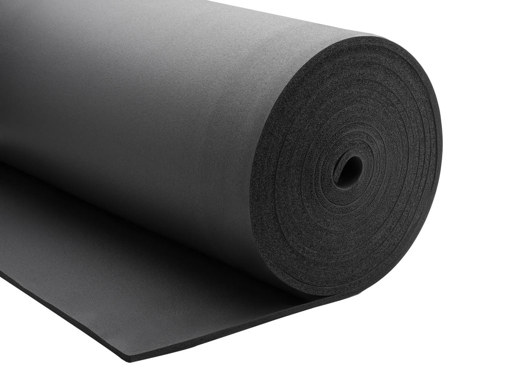 Dämmmatte INSUL ROLL, 9 mm, Meterware 1 × 1 m, geschlossenzelliger Schaum auf Kautschukbasis, schwarz