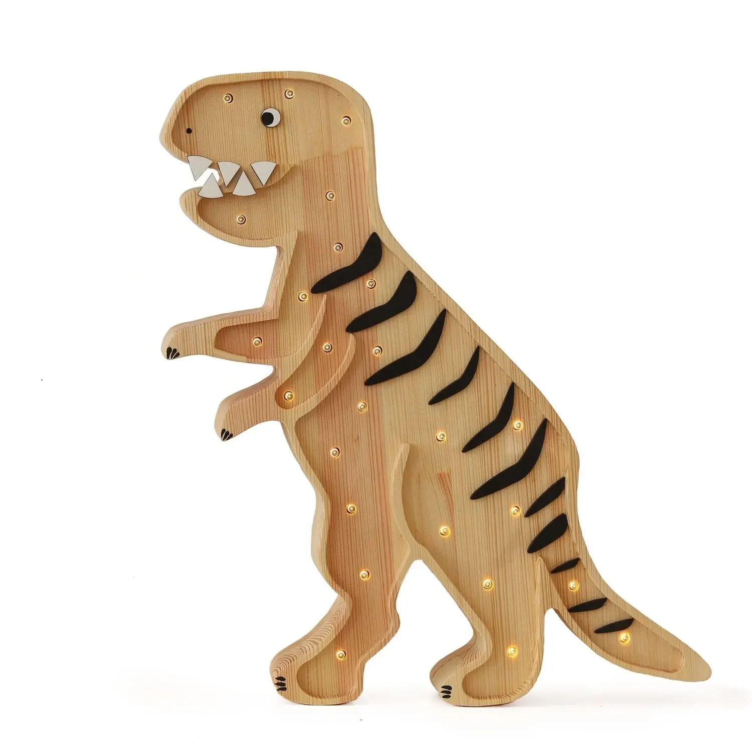Little Lights Nachtlicht Kinder, Nachtlampe T-Rex - 100% Kiefernholz natur, Farbe: Mesozoisches Holz