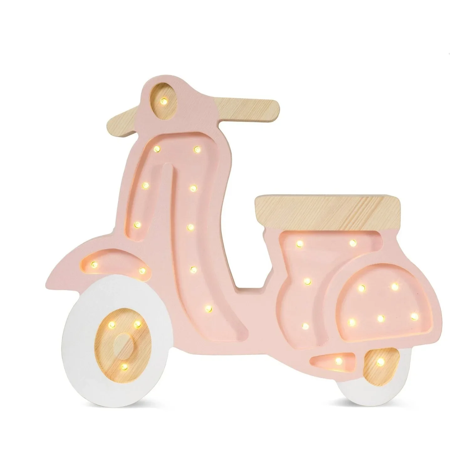 Little Lights Nachtlicht Kinder, Nachtlampe Vespa-Roller - 100% Kiefernholz natur, Farbe: Pouder rosa