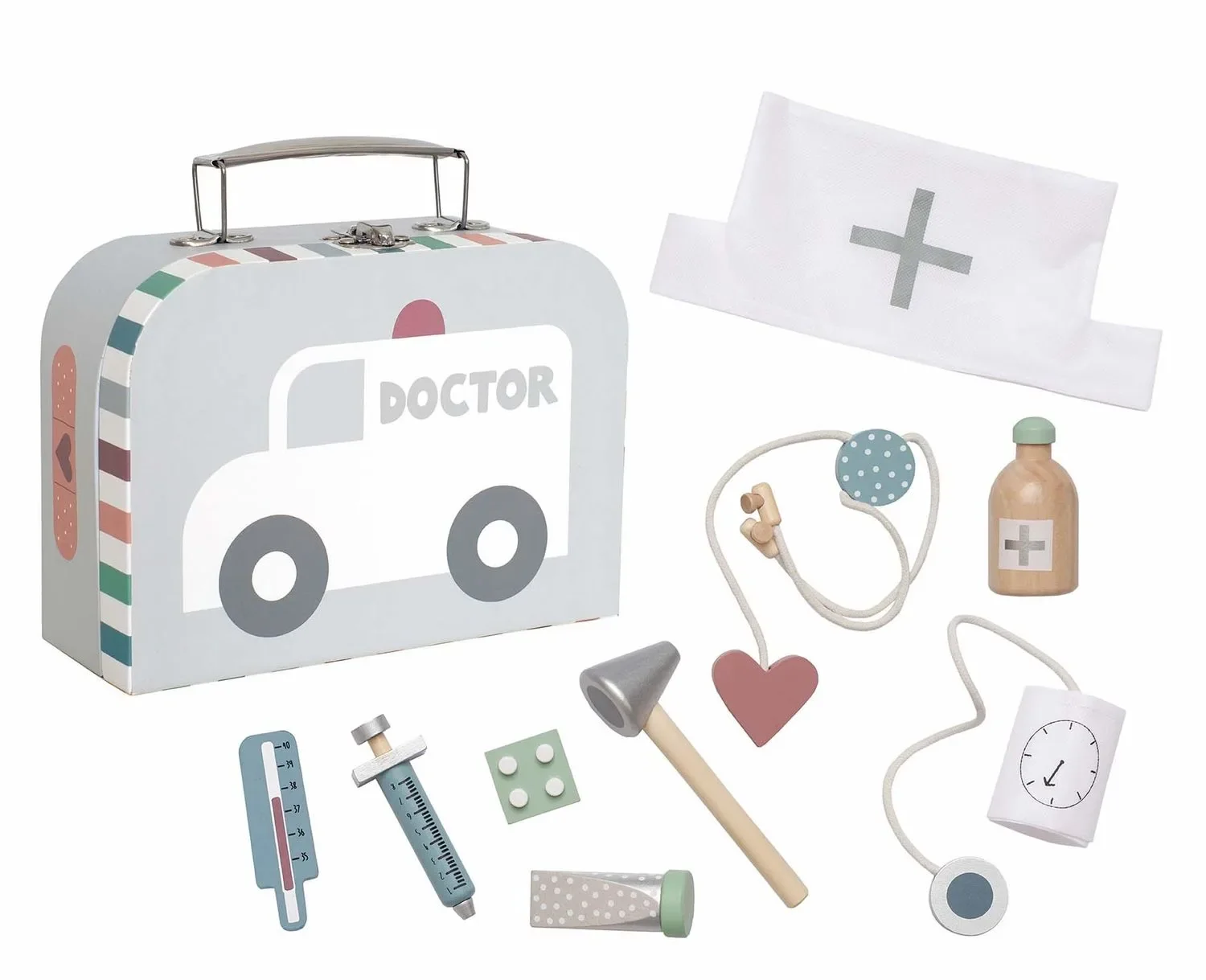 Jabadabado Kinderspielzeug, Doctor Set, Spielset - Arztkoffer, Farbe: silber