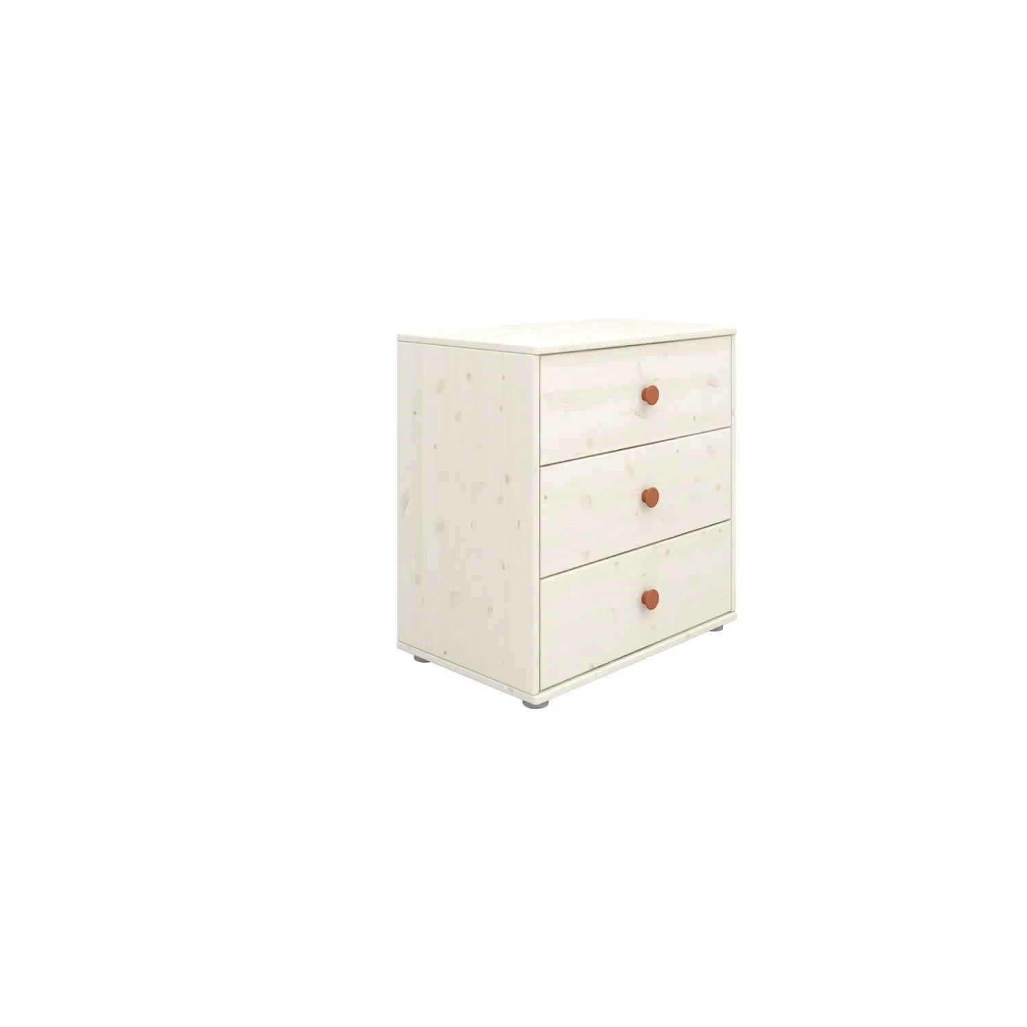 Flexa Kommode - Classic, mit 3 Schublade, 72x74,5 cm, Farbe: Weiß gekalkt / Weiß gekalkt / Rouge