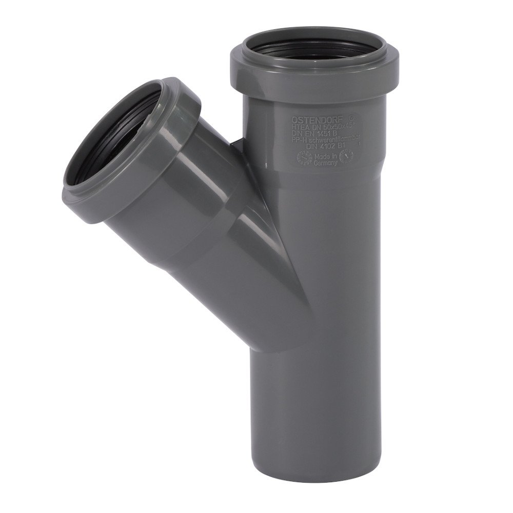 HT Rohr 50, HT Abzweig 45 Grad, DN50, Abwasserrohr 50