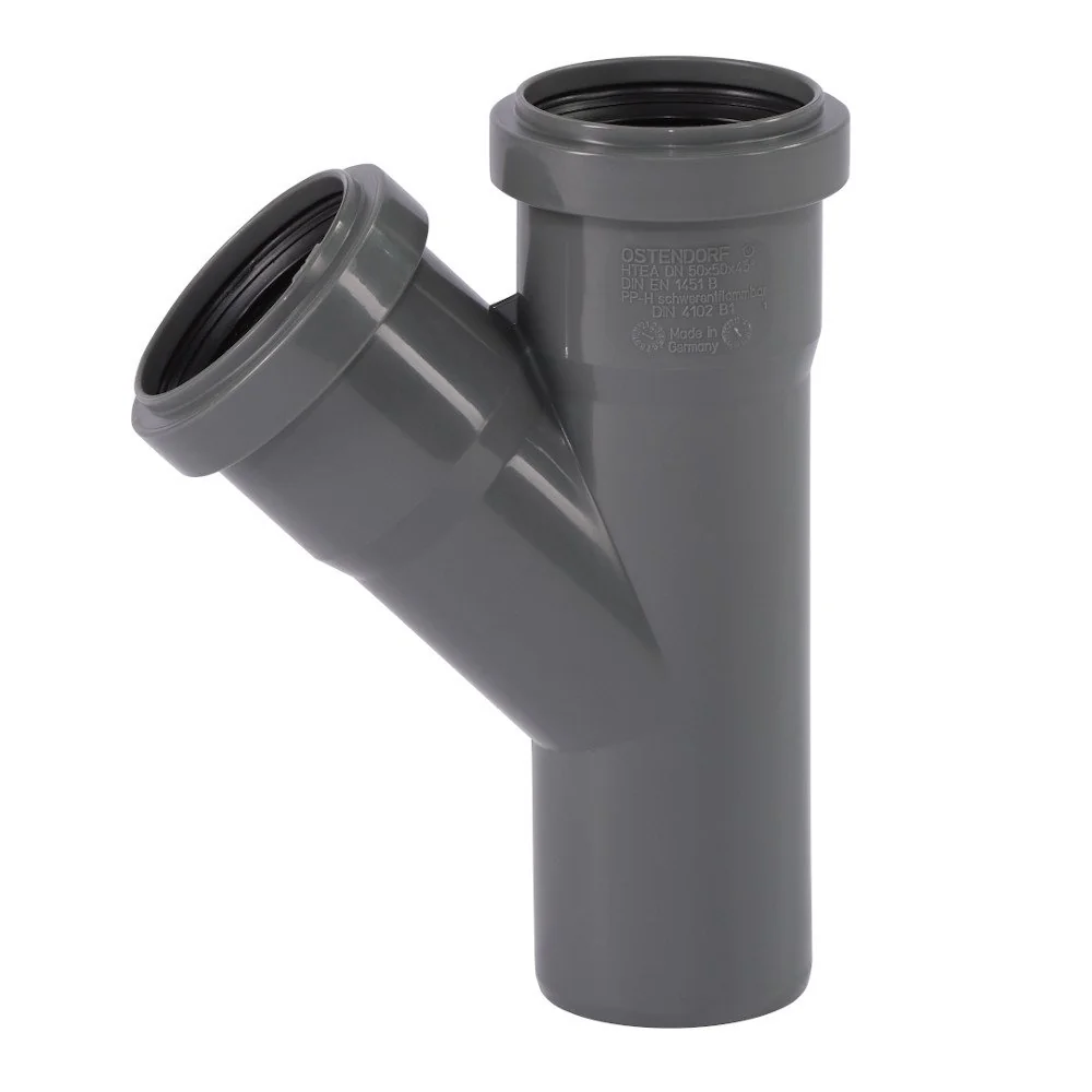 HT Rohr 50, HT Abzweig 45 Grad, DN50, Abwasserrohr 50