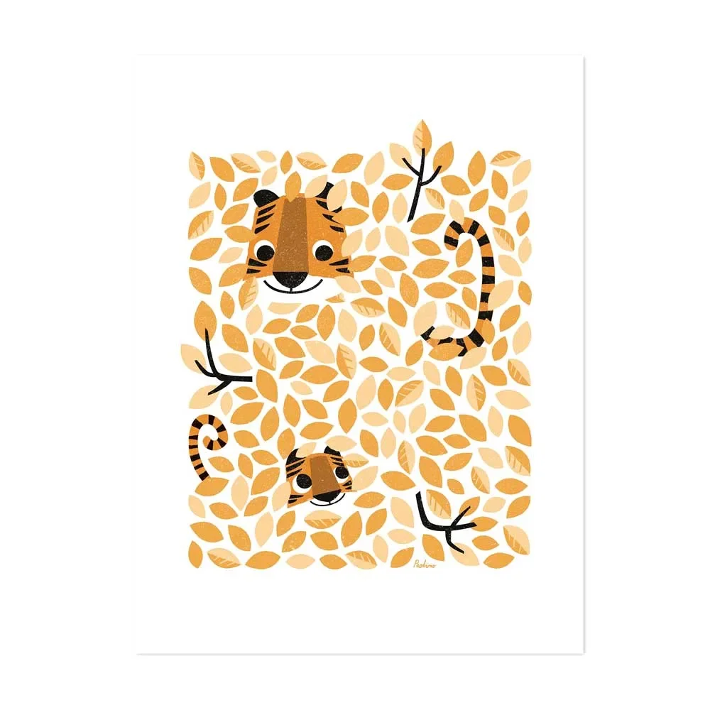 Lilipinso Poster Hide & Seek Tiger im Blättergetümmel orange