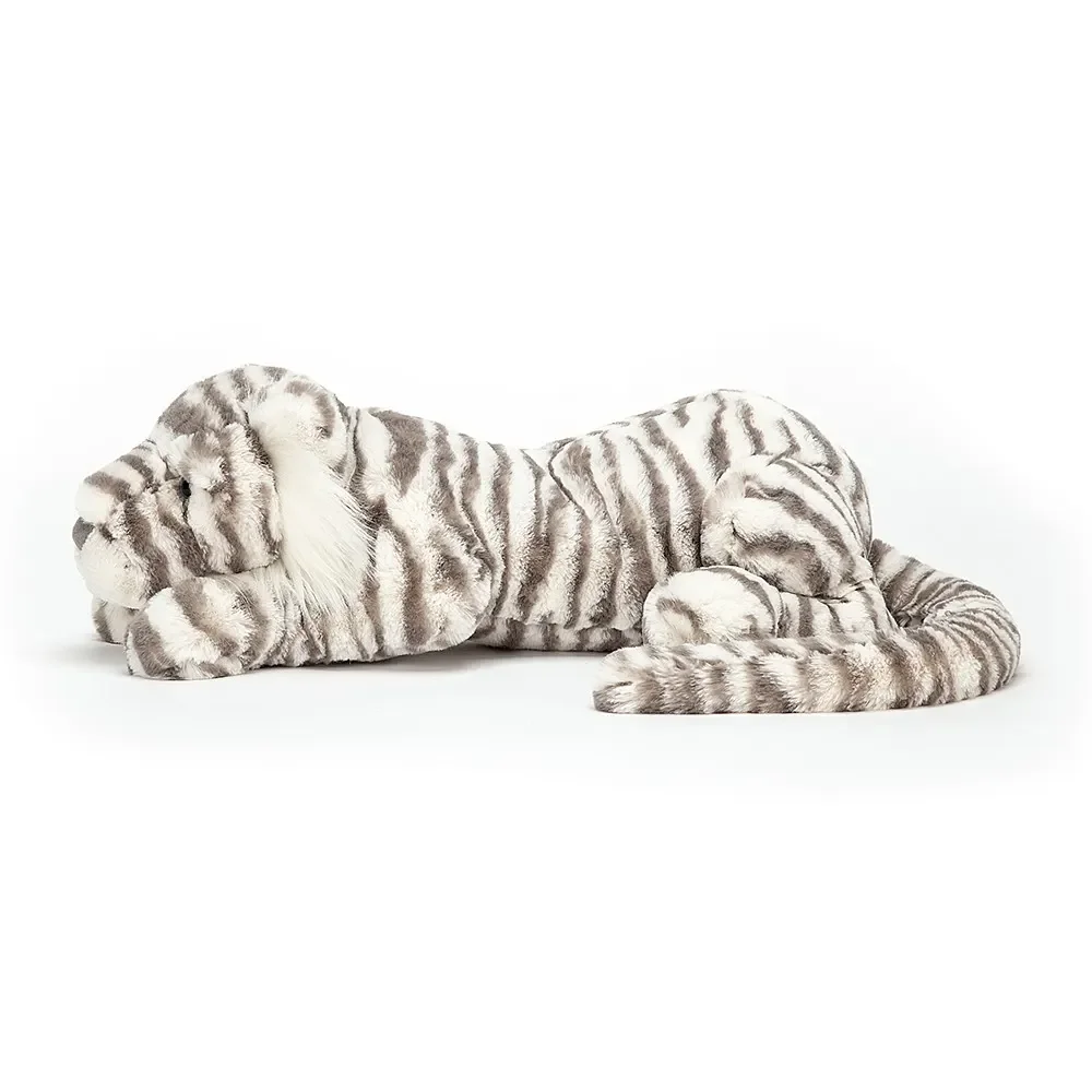 Jellycat Kuscheltier, Plüschtier, Stofftier - Sacha Snow Tiger, Größe: Klein - H8 X B29 CM