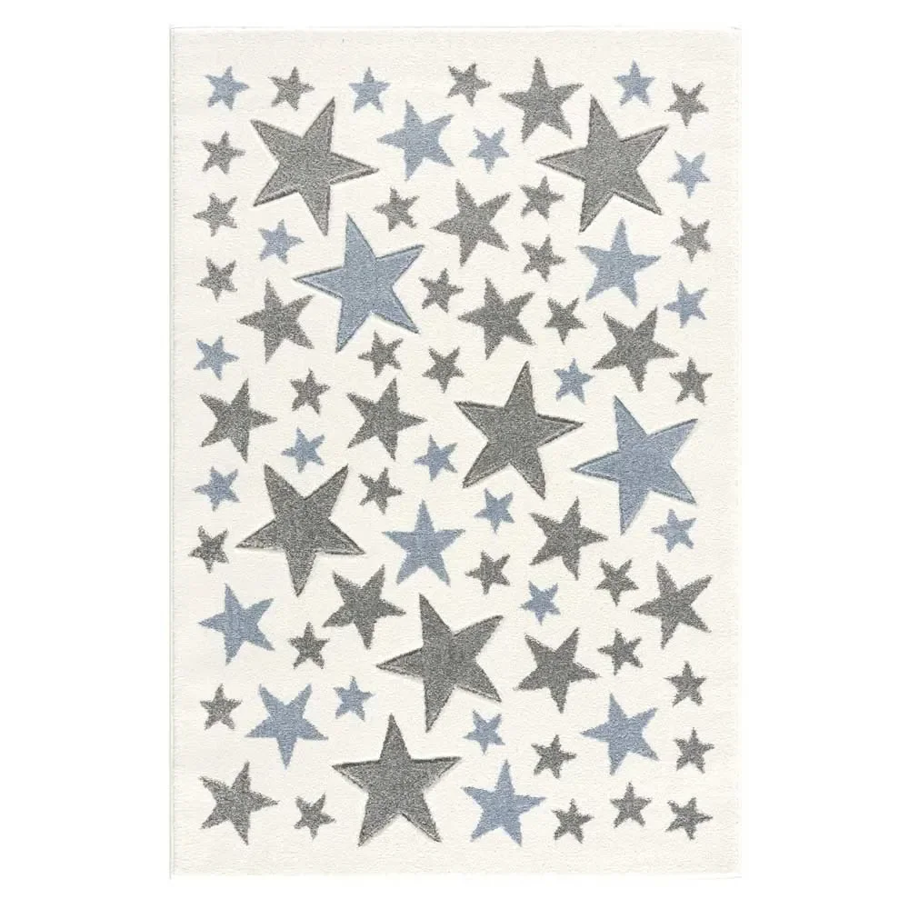 Livone Kinderteppich Stella Sterne blau grau, Teppichgrösse: 160 x 230 cm