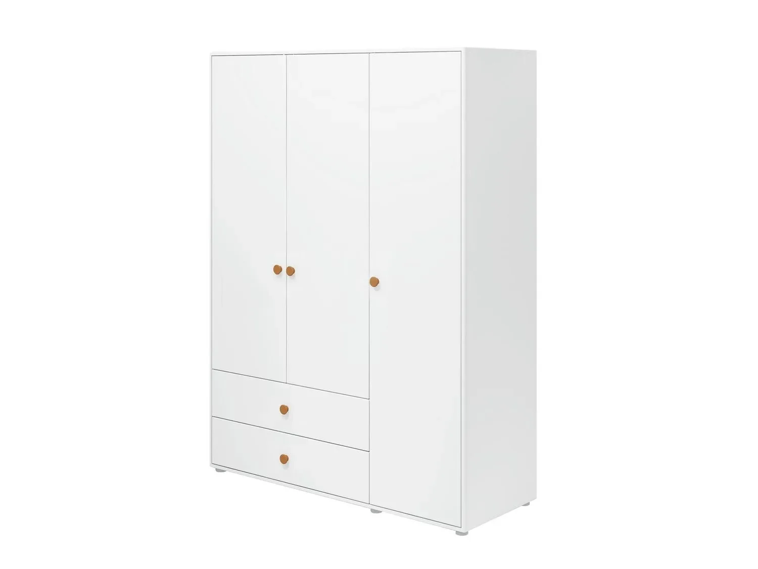 Flexa Kleiderschrank - Roomie, 3 Türen + 2 Schubladen, Farbe: Weiß/Senf