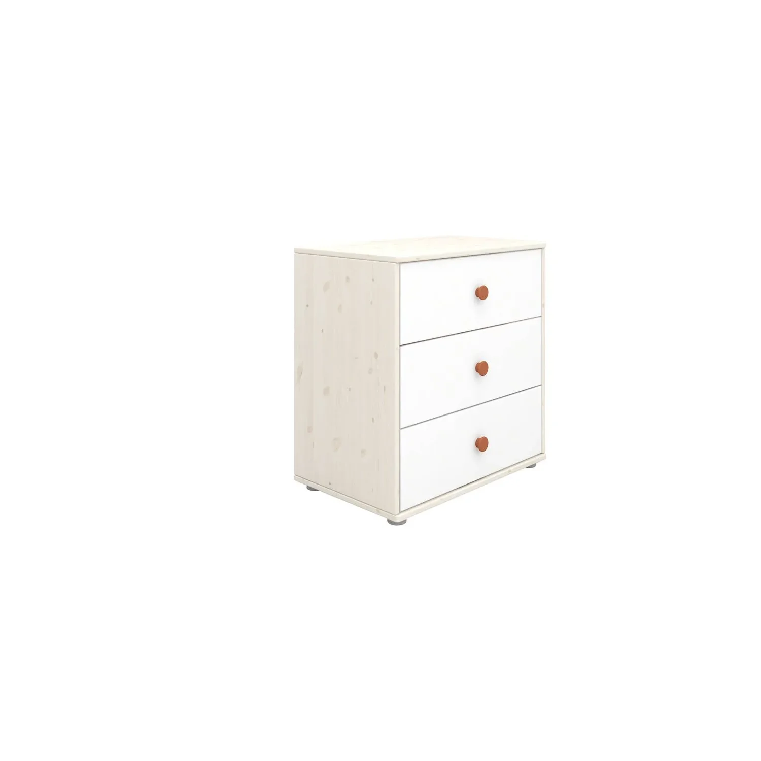 Flexa Kommode - Classic, mit 3 Schublade, 72x74,5 cm, Farbe: Weiß gekalkt / Weiß / Rouge
