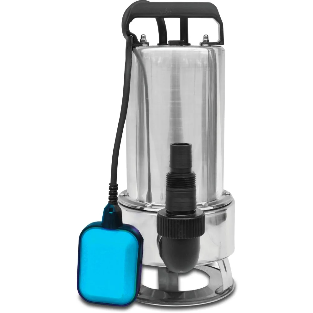 Tauchpumpe, Brunnenpumpe, Unterwasserpumpe 1" x 1 1/2" x 1" Schlauchtülle x Außengewinde x Schlauchtülle, 1,6A, 230VAC, Grau, Typ IP 550 INOX