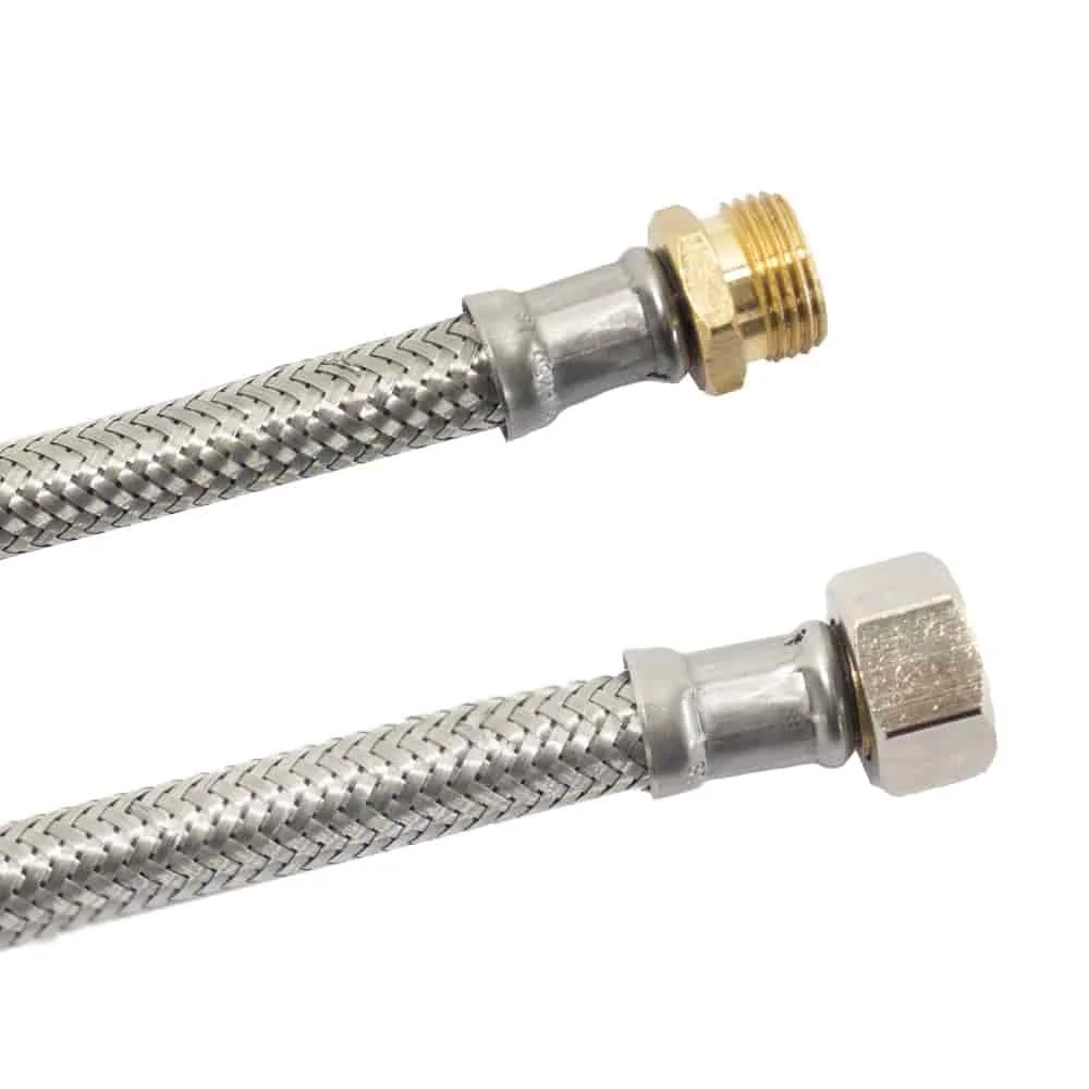 Panzerschlauch DVGW, Edelstahl, Flexschlauch Trinkwasser, 3/8" AG x 1/2" ÜM, 500mm