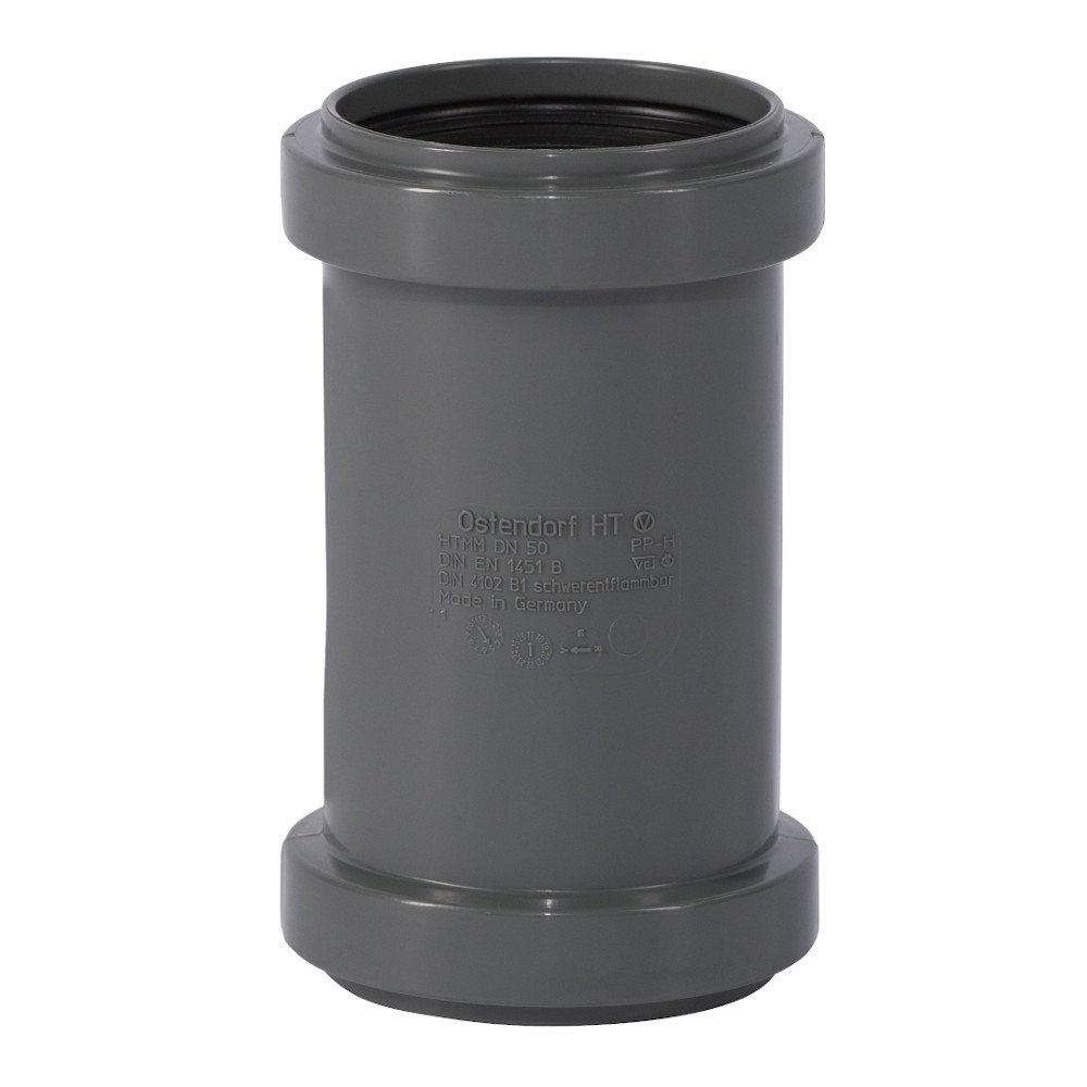 HT Rohr DN 50, Doppelmuffe, Abwasserrohr, 50mm