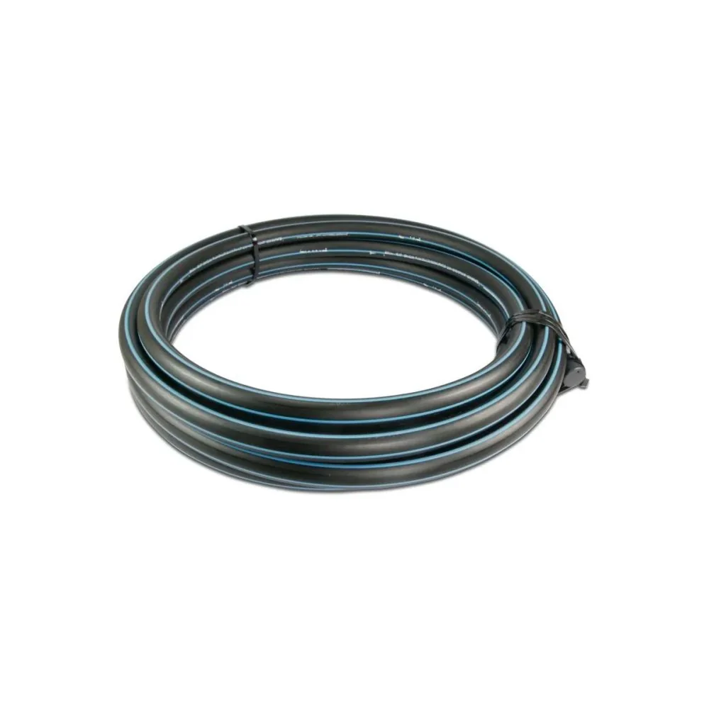 Wasserrohr, Druckrohr PE80 - 25 mm x 2,3 mm, Glatt SDR 11, 12,5bar, Schwarz/Blau 1m, DVGW type D=0,60m