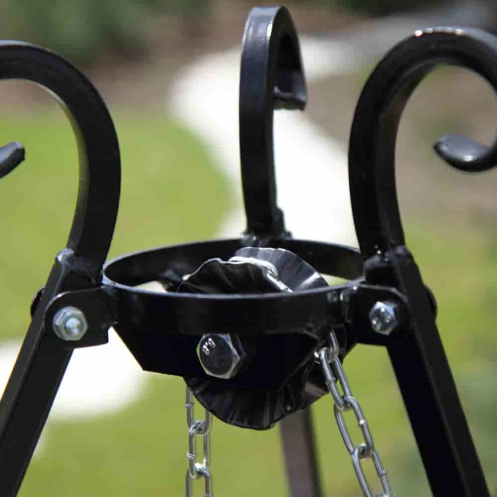 Schwenkgrill Set, Dreibein Grill mit Edelstahlrost, 60cm Kurbelgrill